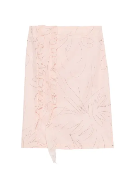 Plan C ruffled-detail midi skirt