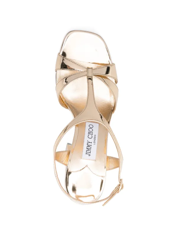 Jimmy Choo Kesia T-strap Leather Sandals | Gold | FARFETCH