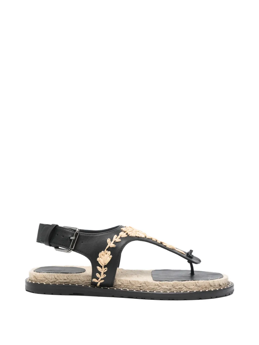 Castañer Pedra floral-embroidered buckled sandals Zwart