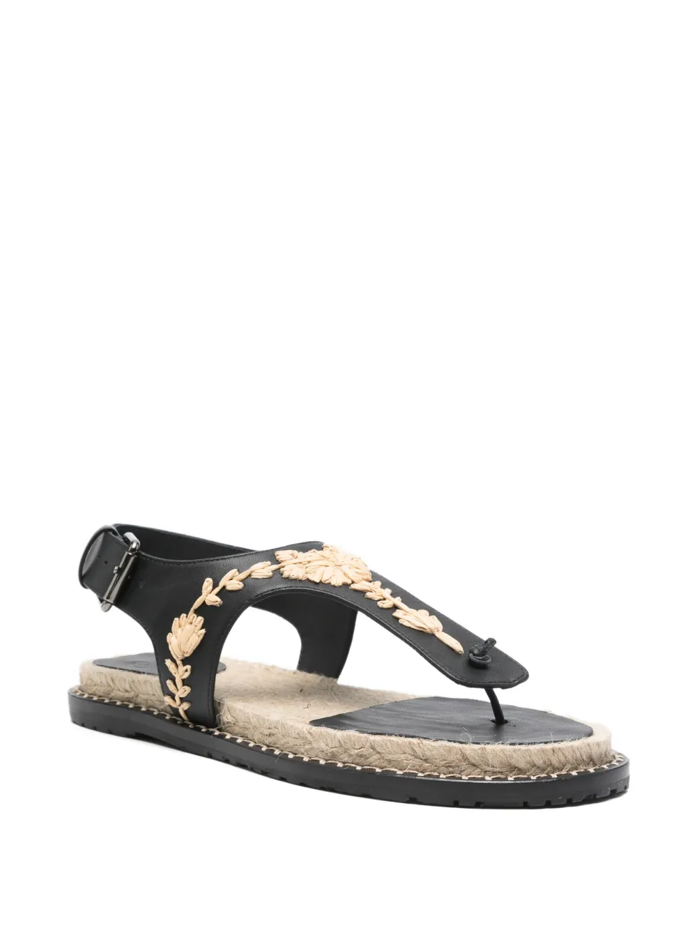 Castañer Pedra floral-embroidered buckled sandals Zwart