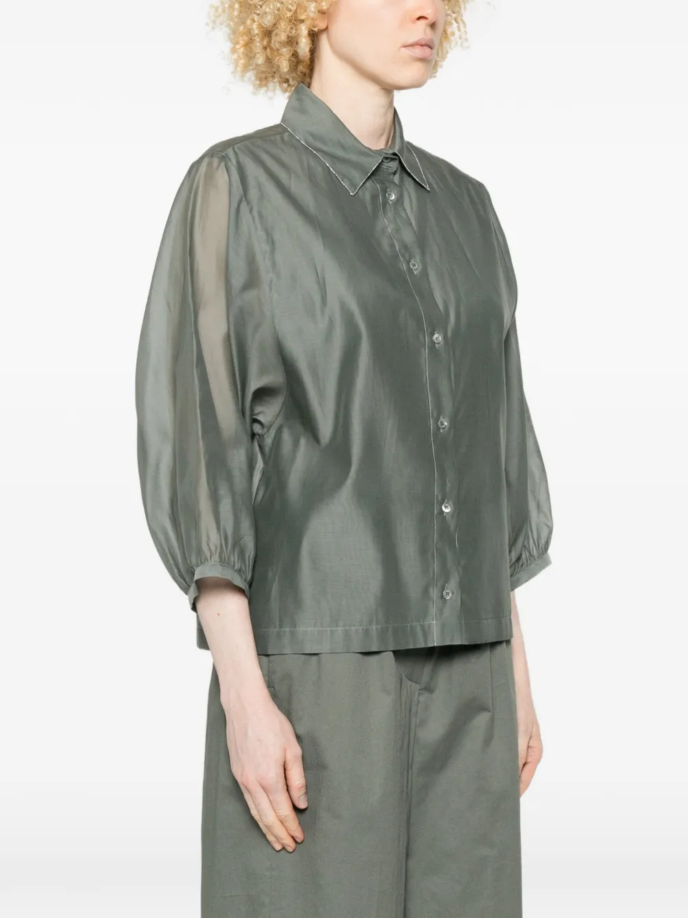 Peserico Blouse met mouwen met knopen Groen
