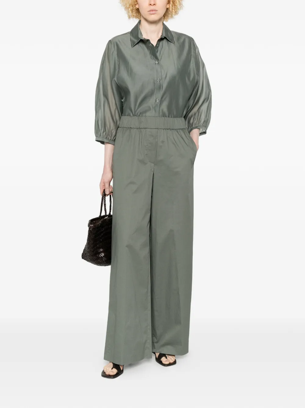 Peserico Blouse met mouwen met knopen Groen