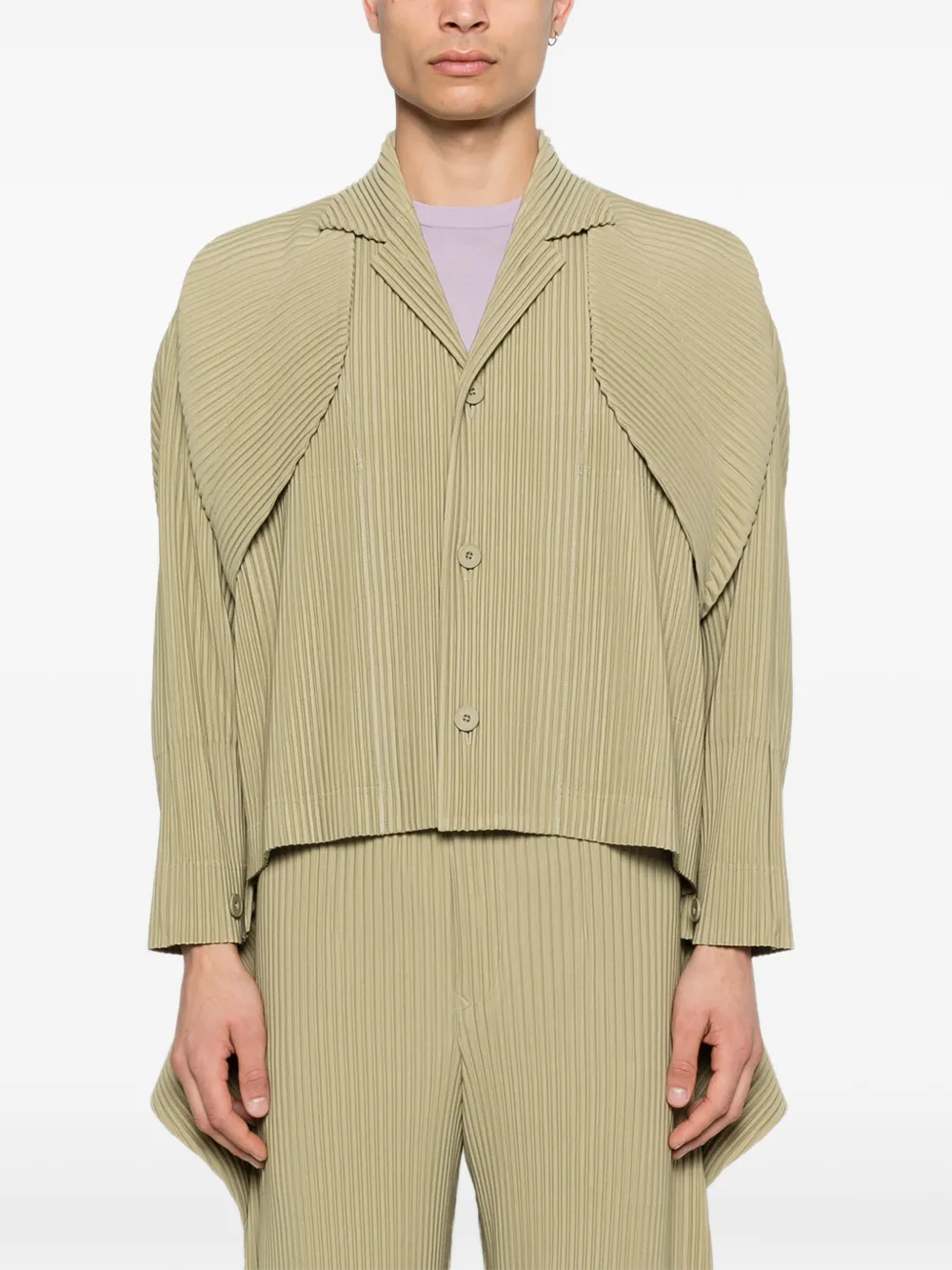 Homme Plissé Issey Miyake Geplooid gelaagd jack Beige