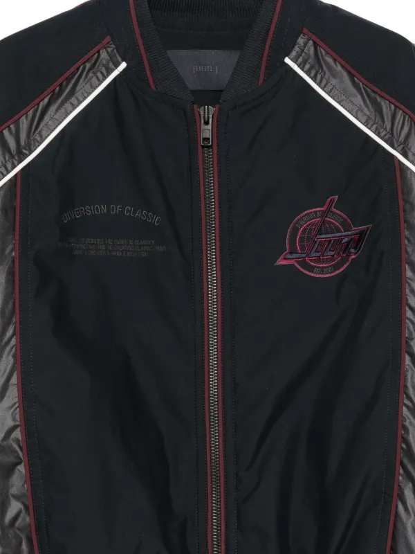 Juun.J logo-appliqué zip-up Bomber Jacket | Black | FARFETCH