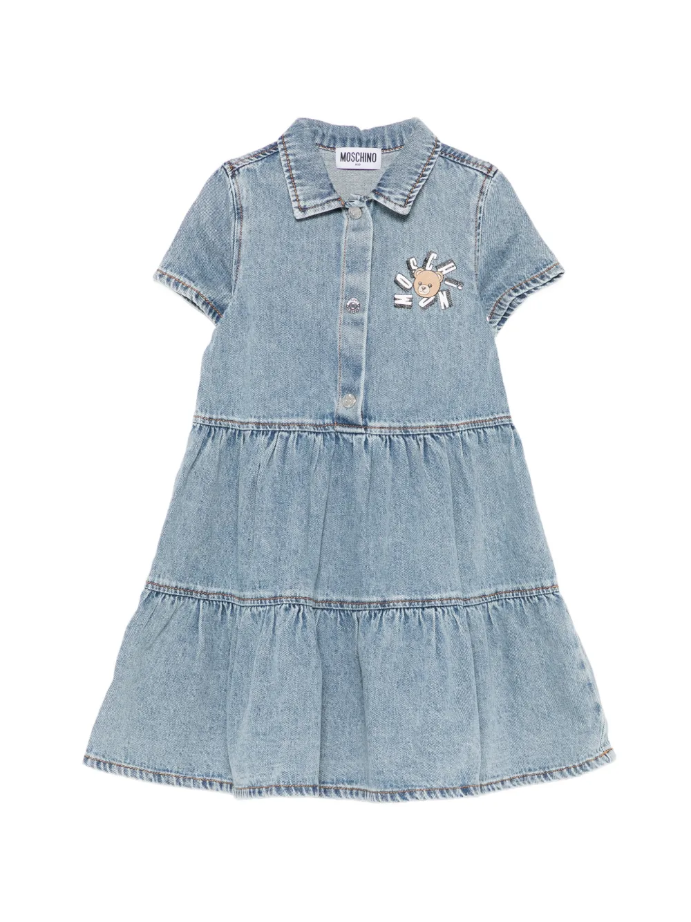 Moschino Kids short-sleeve denim dress - Blau