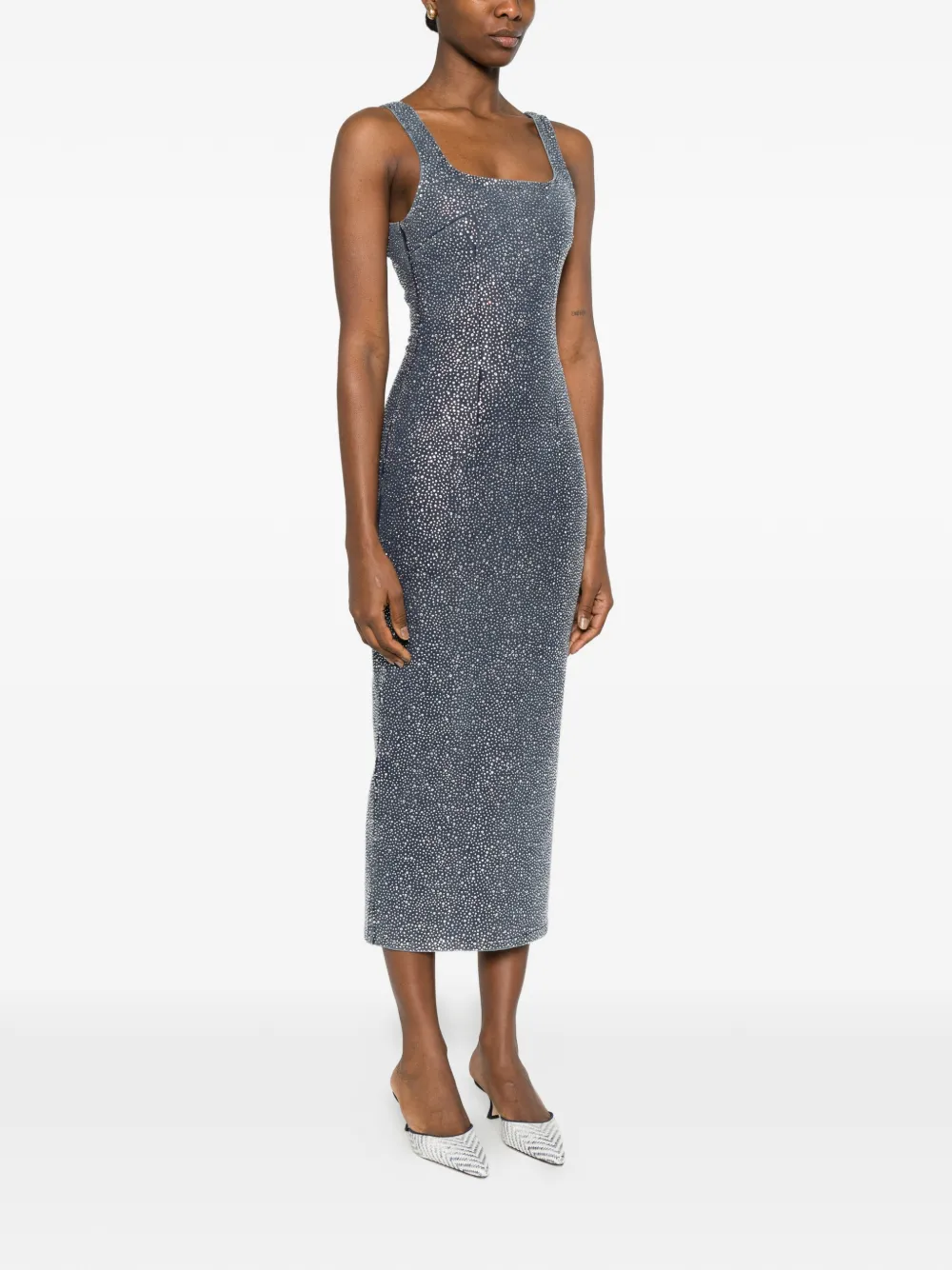  Twenty Fourhaitch Square-neck Midi Dress - Blue 
