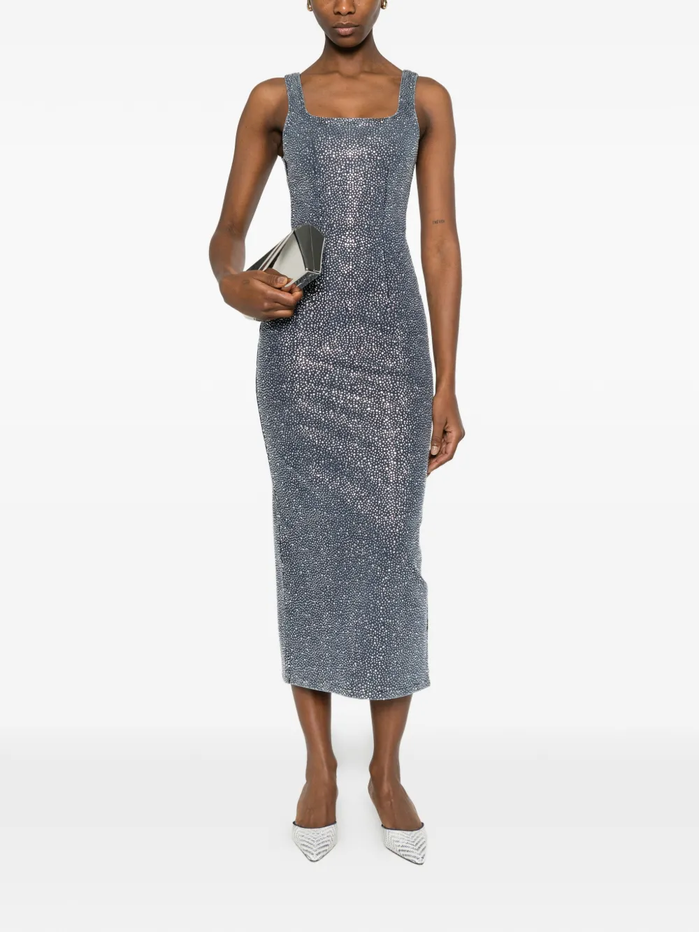  Twenty Fourhaitch Square-neck Midi Dress - Blue 