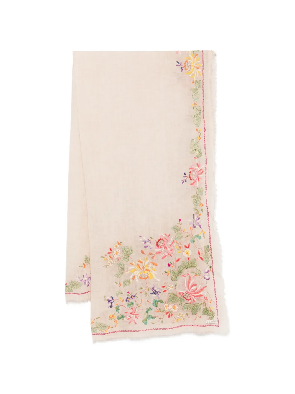 Faliero Sarti Gerbera floral-embroidered scarf - Toni neutri
