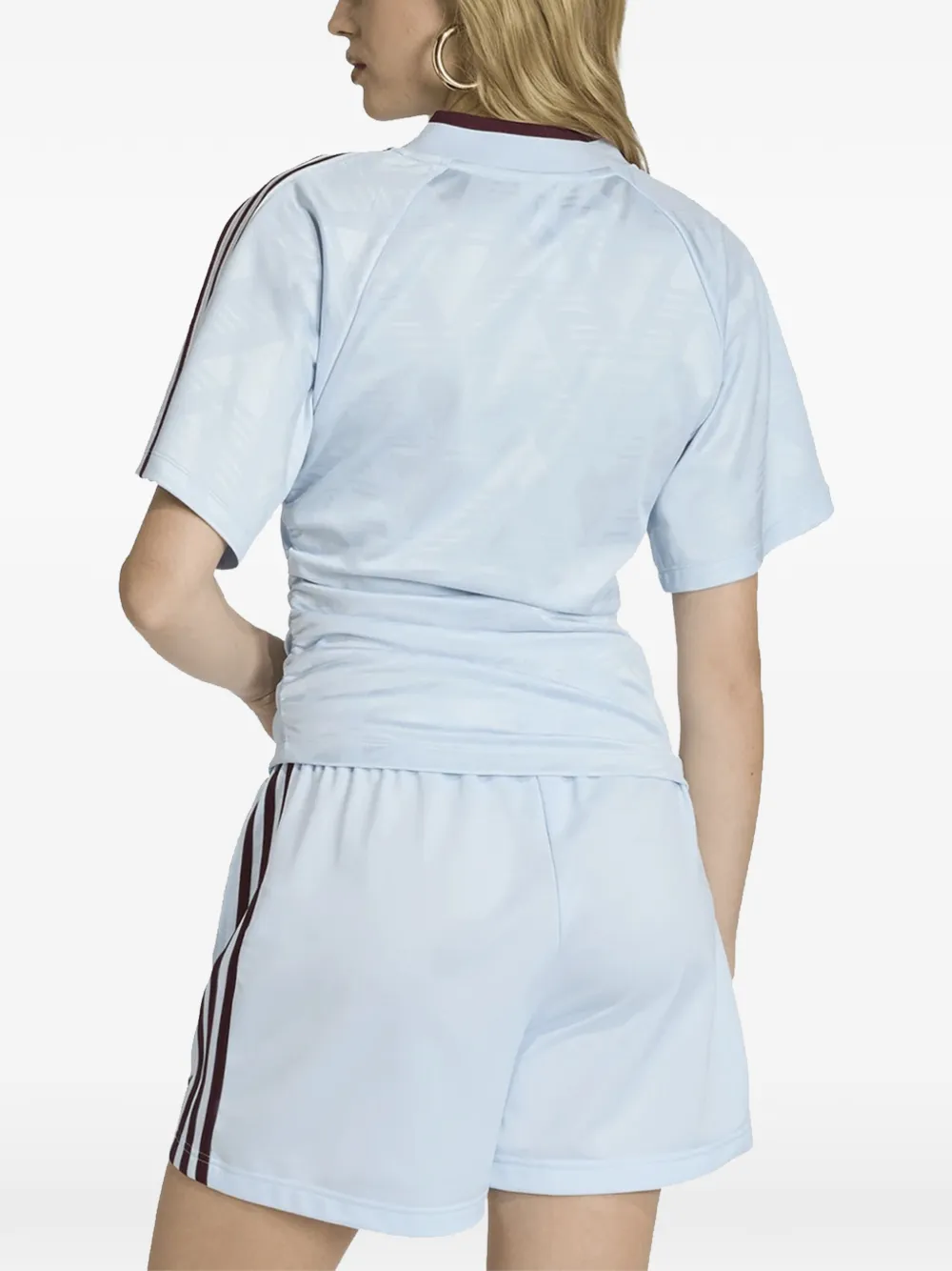  Adidas Rouched V-neck Tee - Blue 