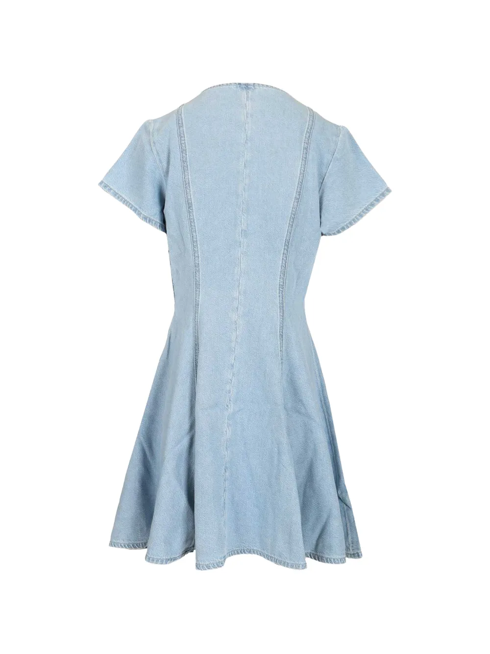 Puff-Sleeve Denim Mini Dress