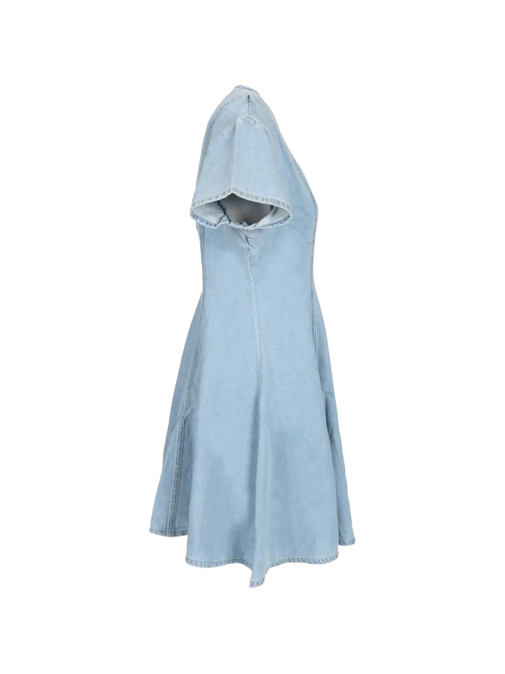 Puff-Sleeve Denim Mini Dress