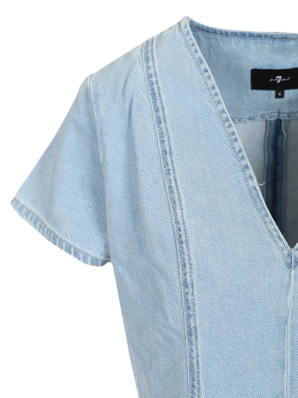 Puff-Sleeve Denim Mini Dress