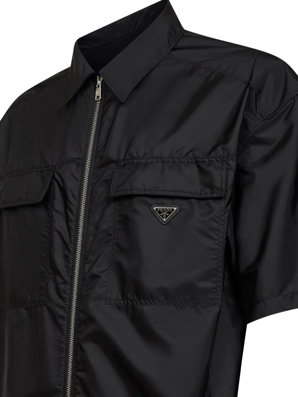  Prada Pocket Zip-up Overshirt - Black 