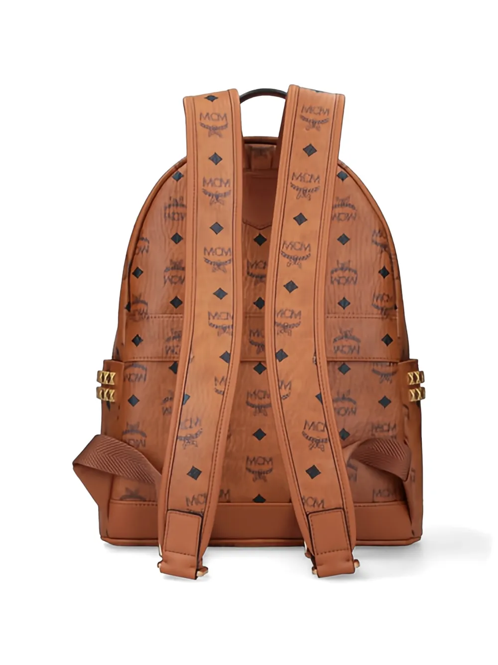  Mcm Logo Studded Backpack - Brown 