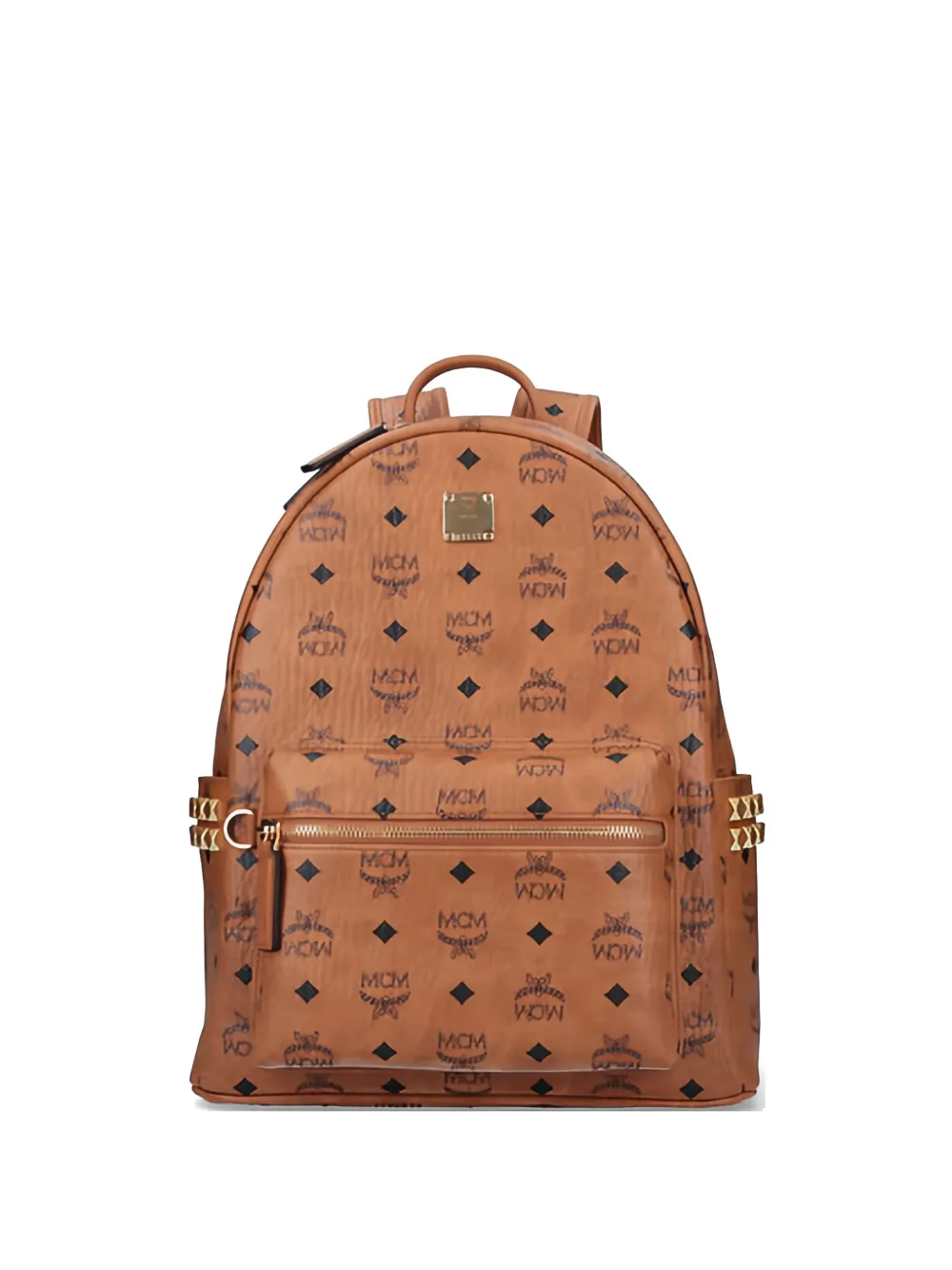 MCM logo studded backpack - Marrone