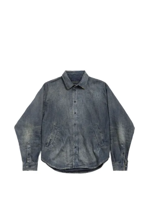 Balenciaga logo-embroidered button shirt jacket