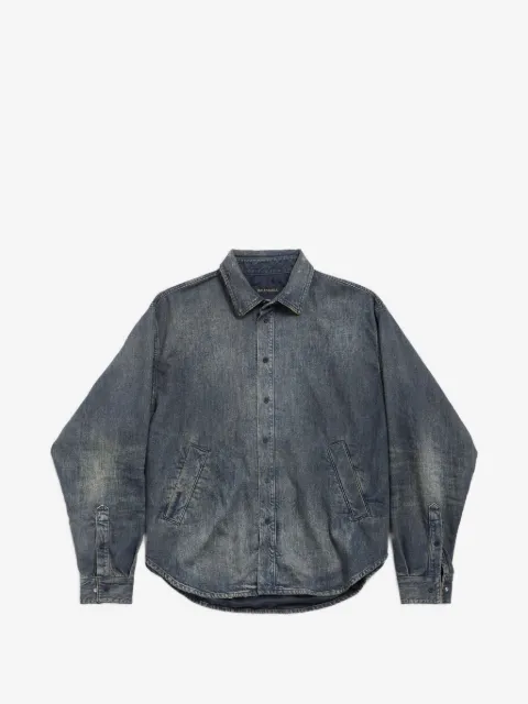 Balenciaga logo-embroidered button shirt jacket