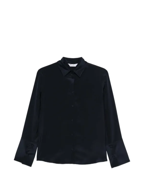 Max Mara Buttoned Silk Blouse in Blue