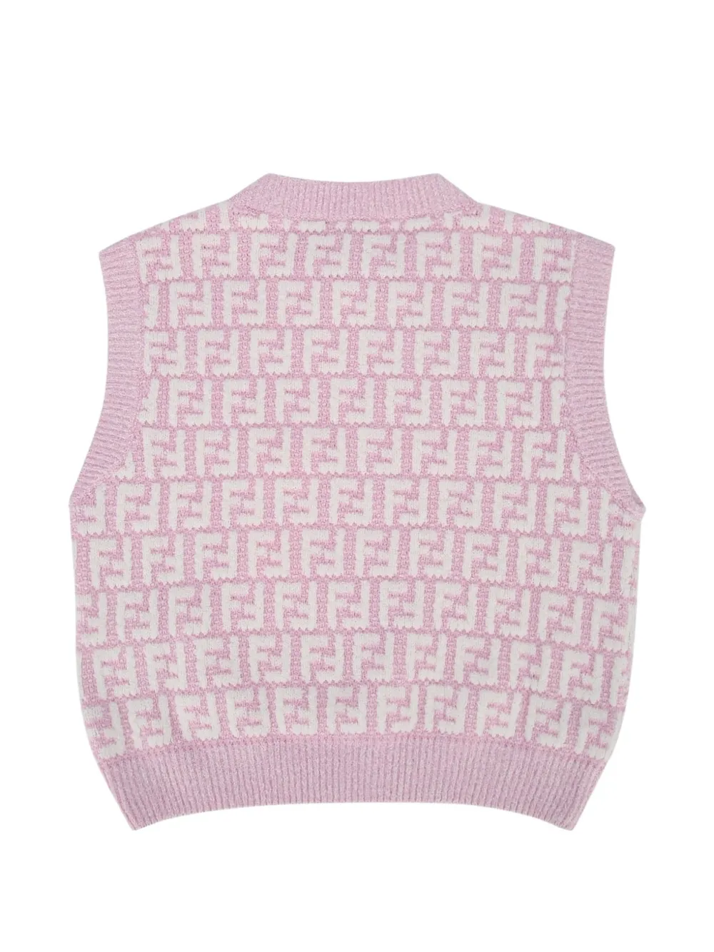  Fendi Kids Logo Pattern Knitted Top - Pink 