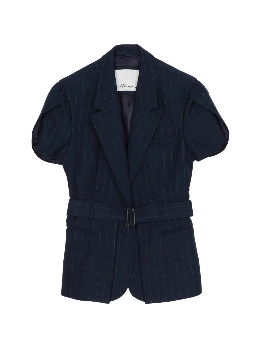 3.1 Phillip Lim Nadelstreifen-Jacke mit Gürtel - Blau
