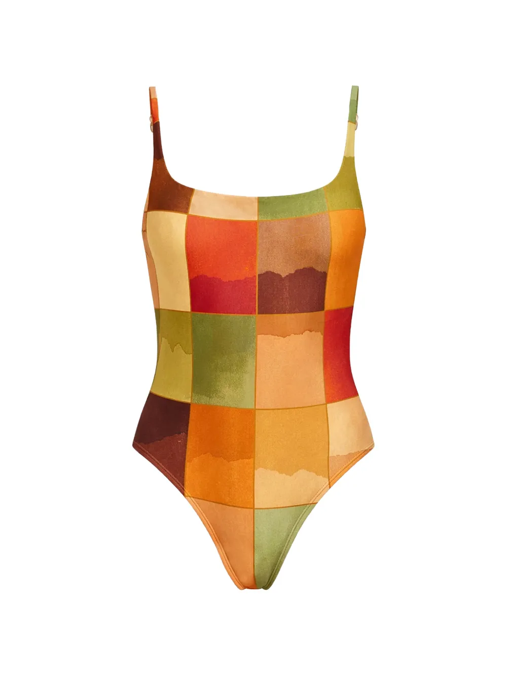 Lenny Niemeyer geometric-pattern square-neck swimsuit - Arancione