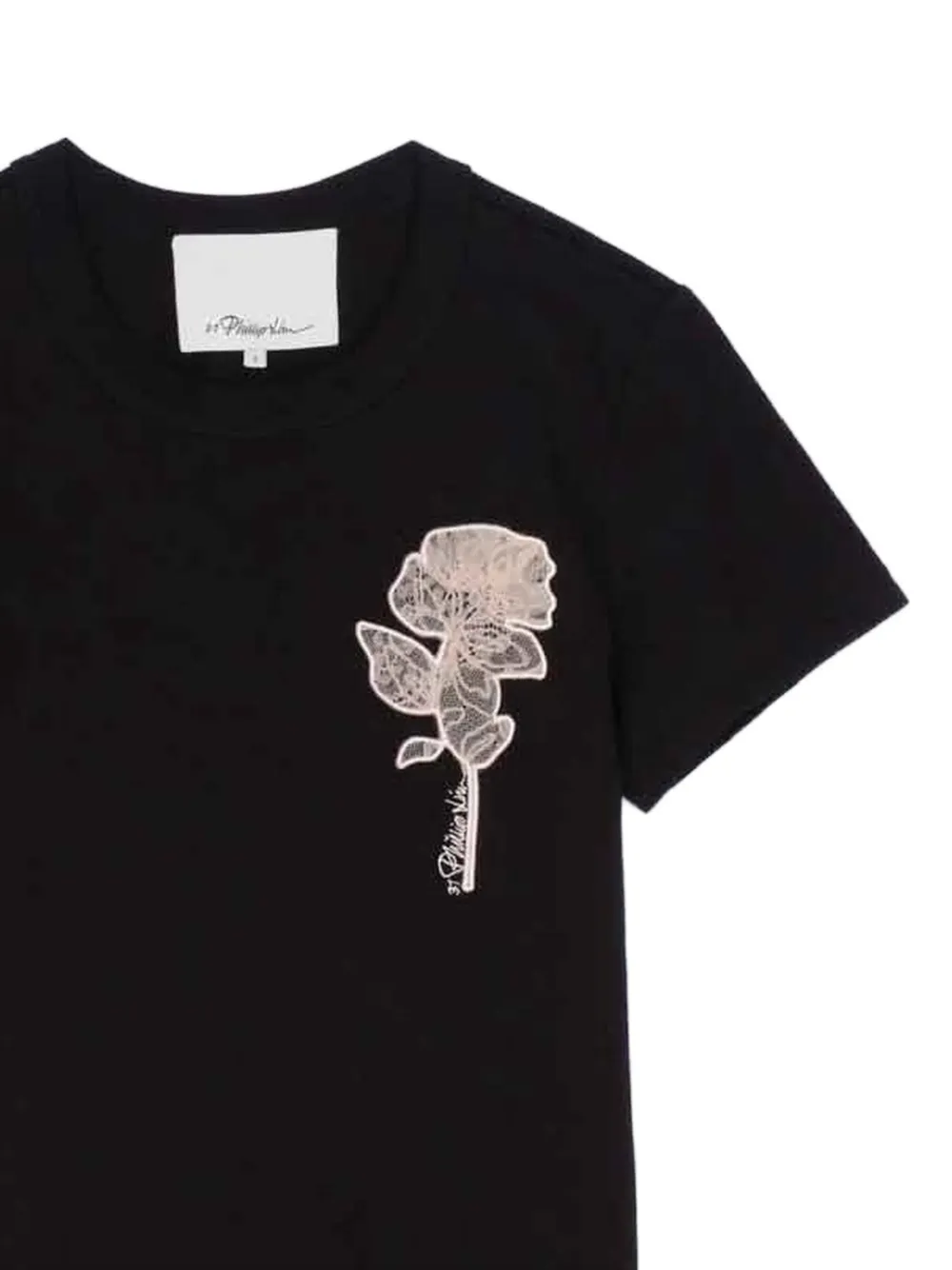 3.1 Phillip Lim T-shirt met geborduurde bloemen Zwart