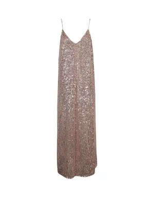 zara rose gold sequin dress Zara Sequinned Halter Neck Midi Dress Rose Gold Bronze Size XS S M 9869/637  New