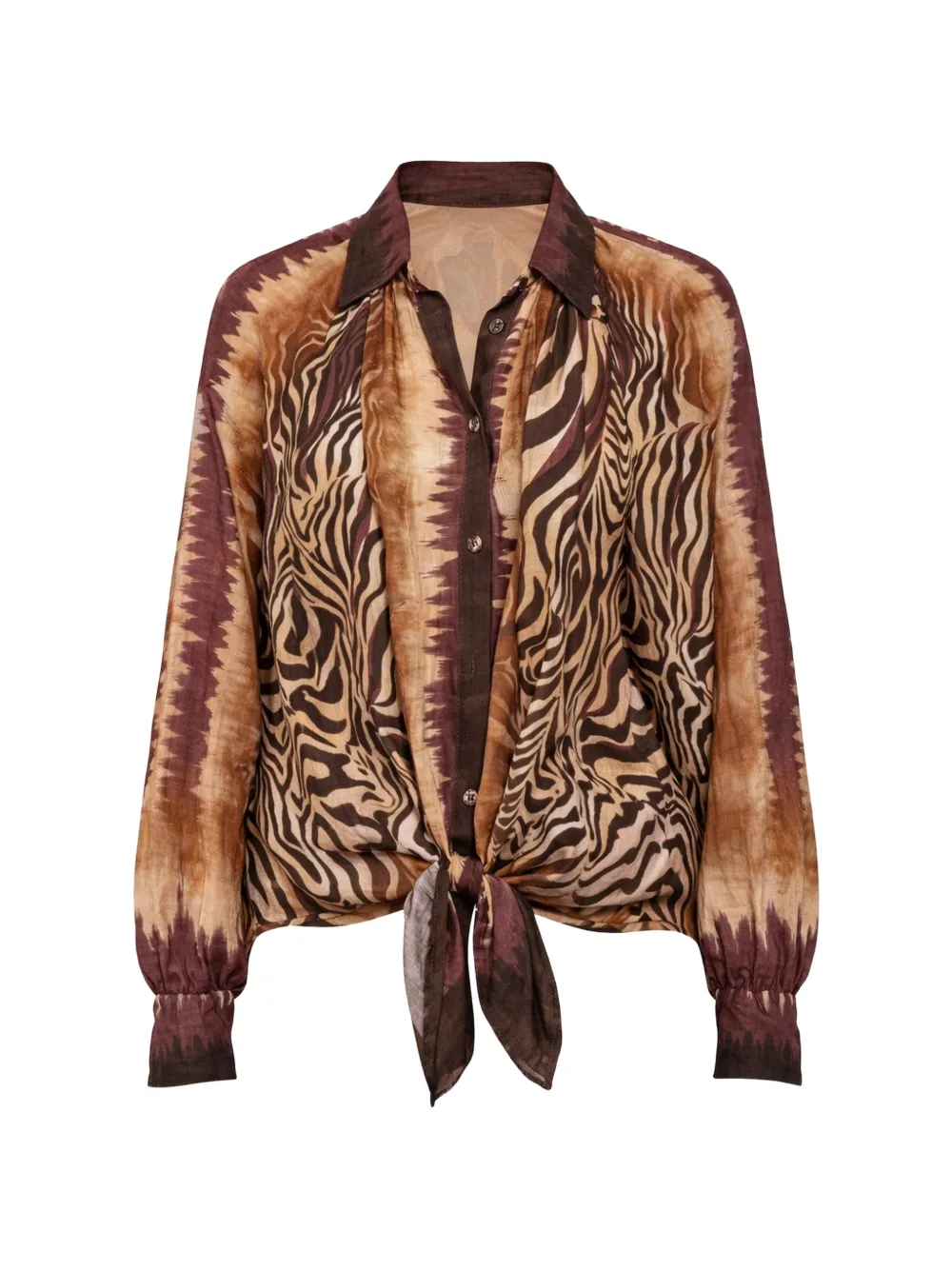 Mihos tie-front printed shirt - Toni neutri