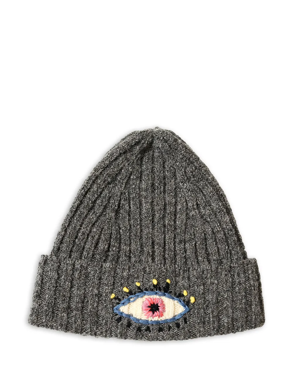 KAPITAL 5G embroidered-detail wool knit beanie - Grigio