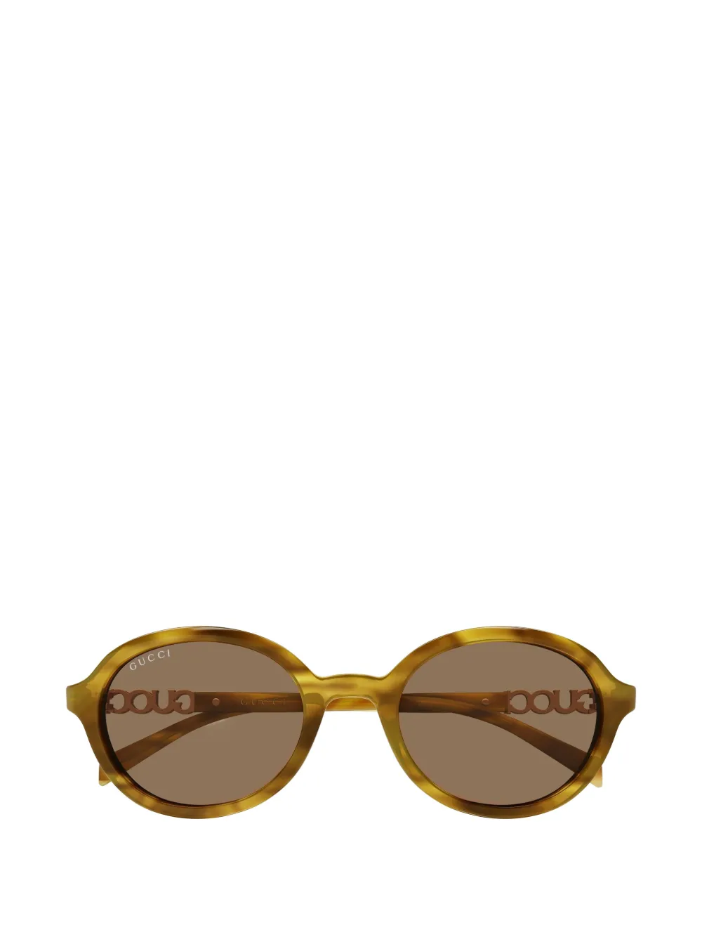 Gucci Eyewear logo-plaque oval-frame sunglasses - Marrone