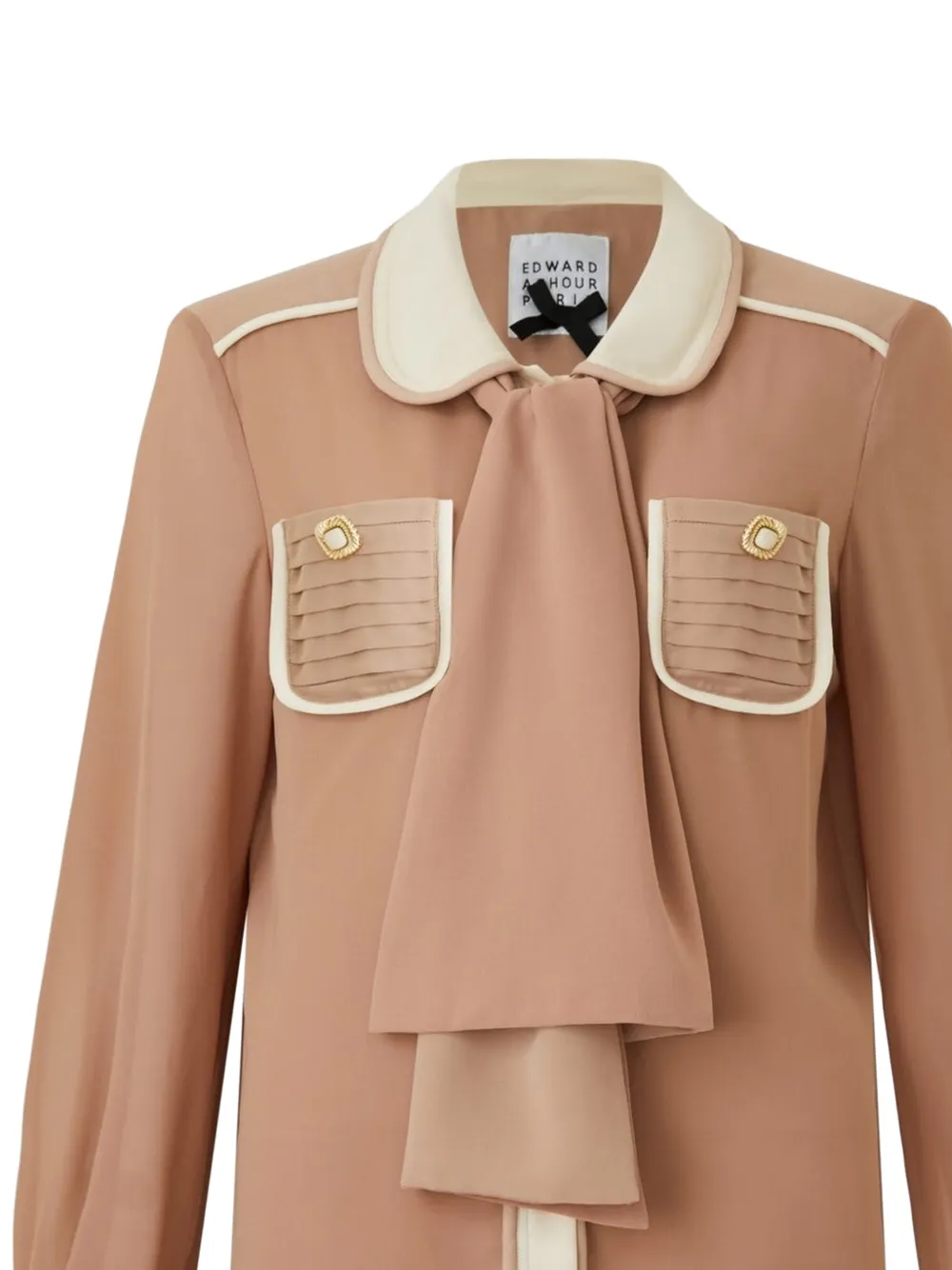  Edward Achour Paris Round-collar Pocketed Blouse - Neutrals 