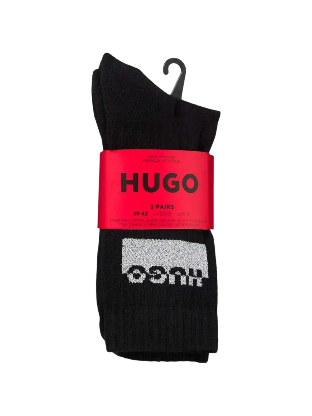 HUGO Drie paar sokken met logodetail Zwart