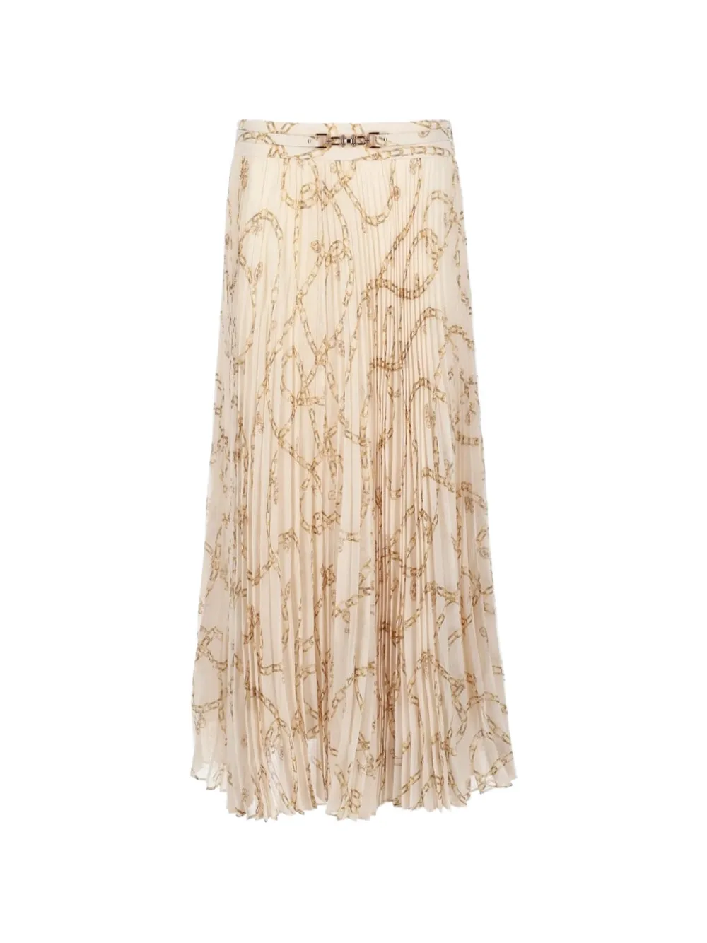 ZIMMERMANN chain-print pleated skirt – Neutrals