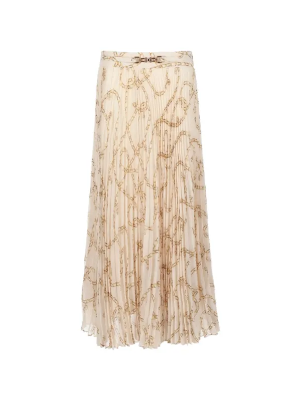 Zimmermann Chain-print Pleated Skirt in Neutrals