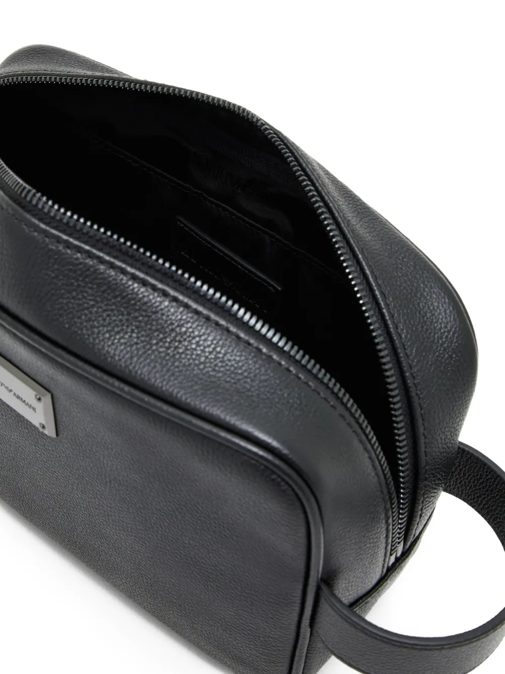 Emporio Armani Leren toilettas Zwart