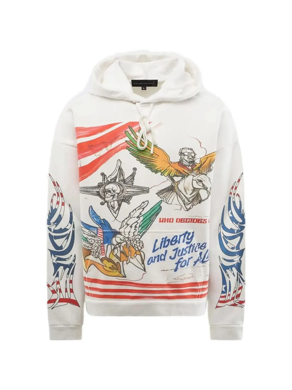 Who Decides War graphic-print hoodie - Bianco