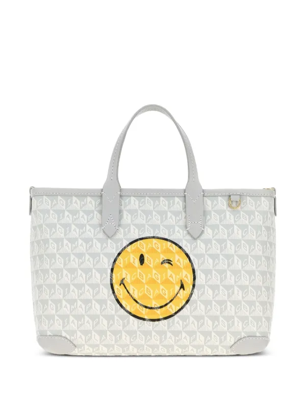 Anya Hindmarch Smiley-graphic Tote Bag in Grey