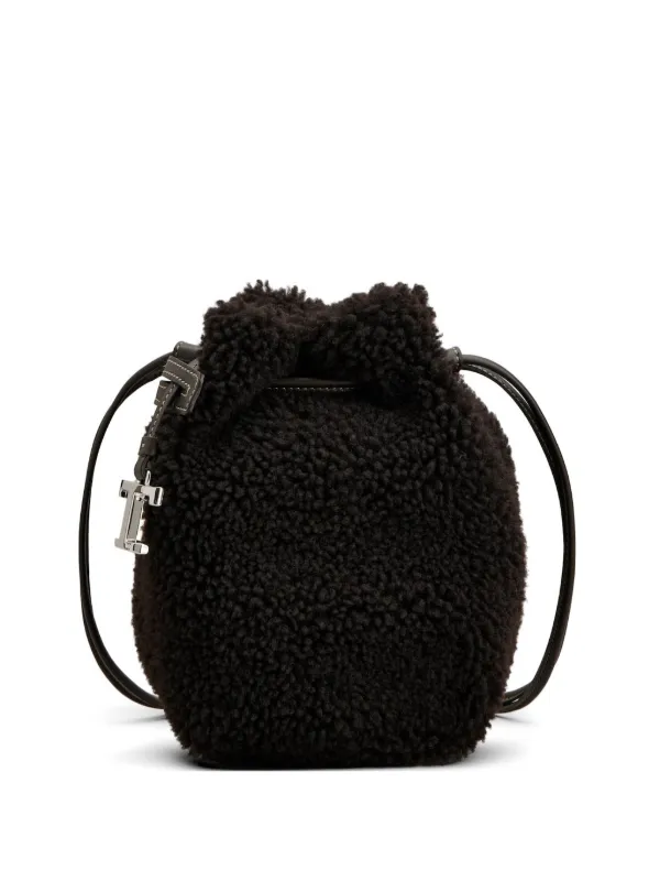 Tod's Micro Shearling Bucket Bag in Brown