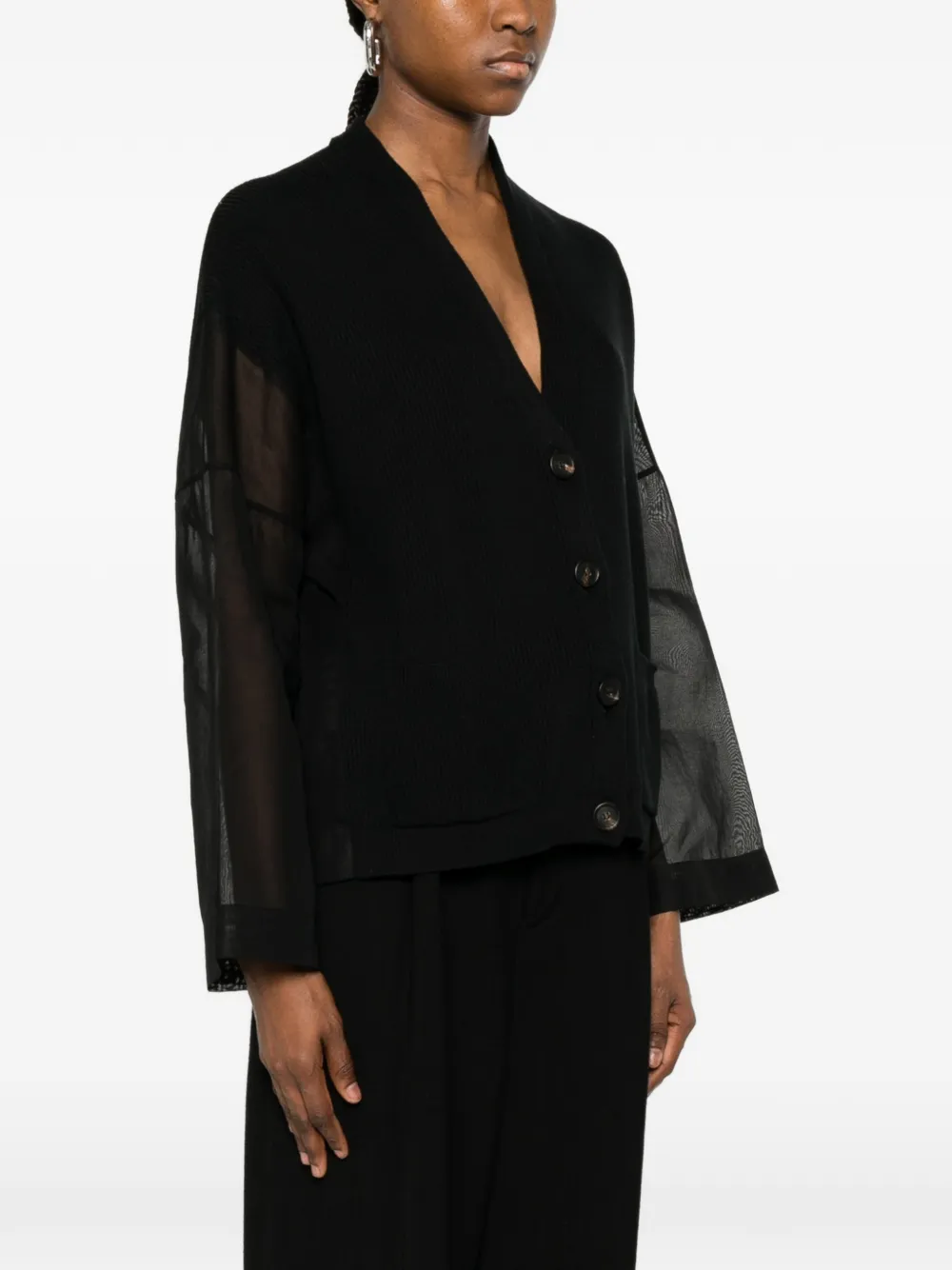 Brunello Cucinelli Vest met doorzichtige mouwen Zwart