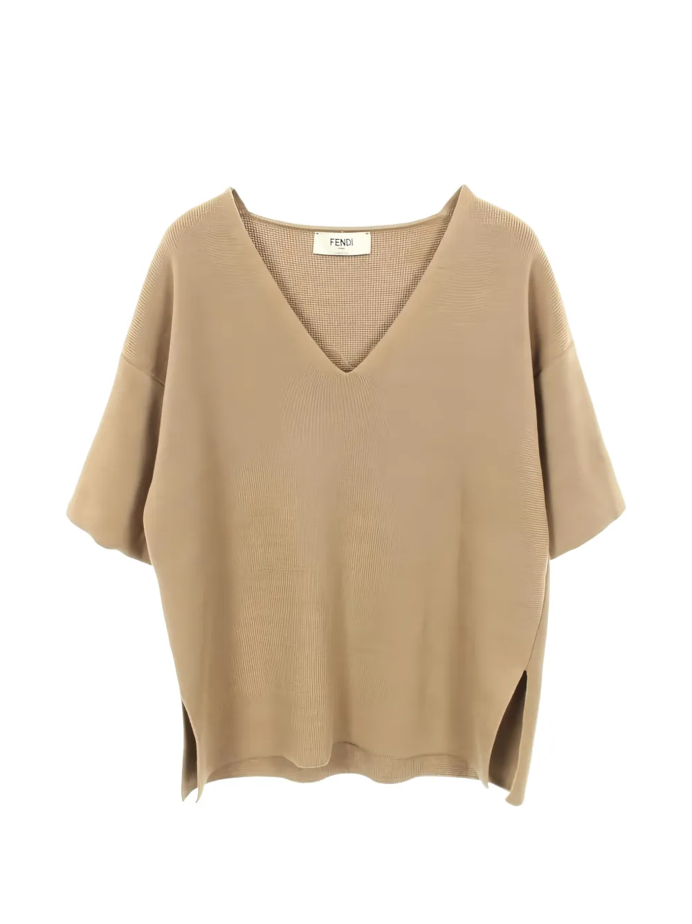 Fendi Pre-Owned 2010s V-neck knitted T-shirt - Nude