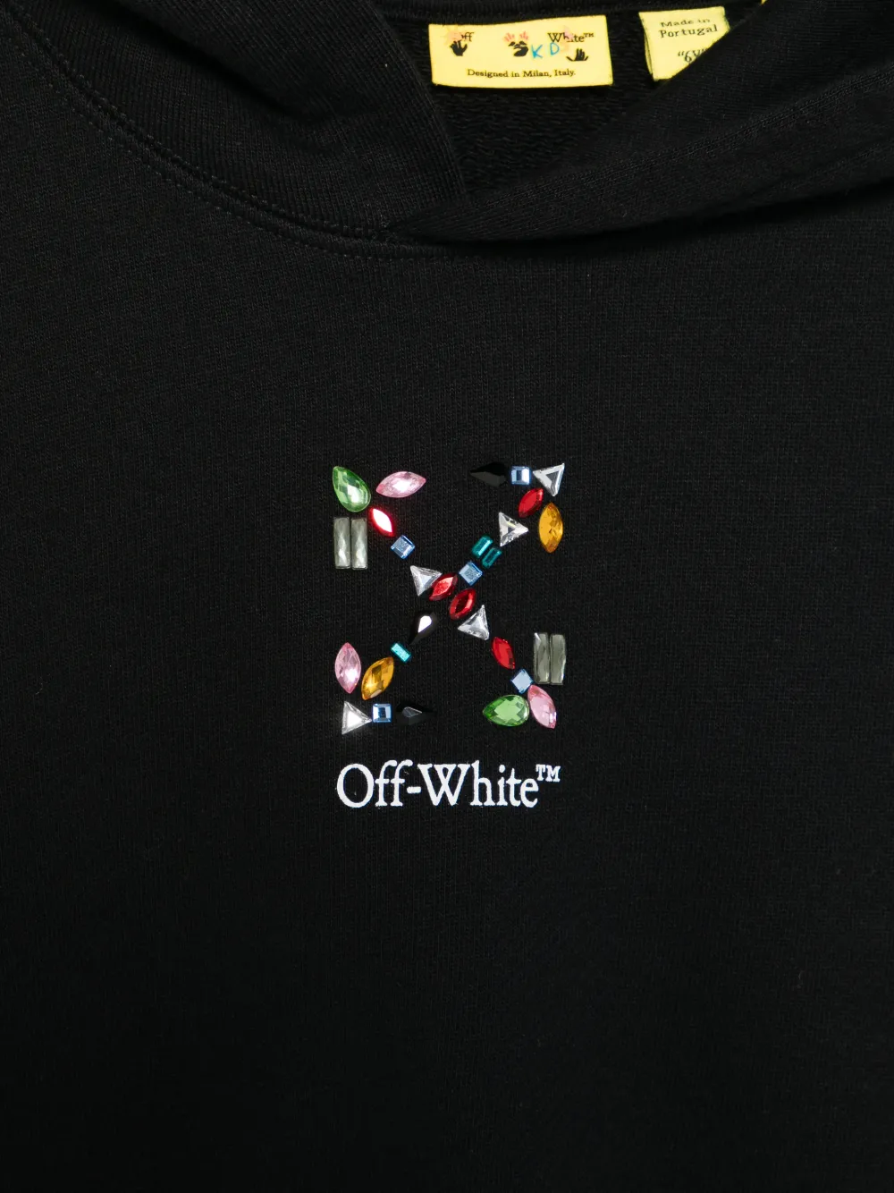 Off-White Kids Verfraaide hoodie Zwart