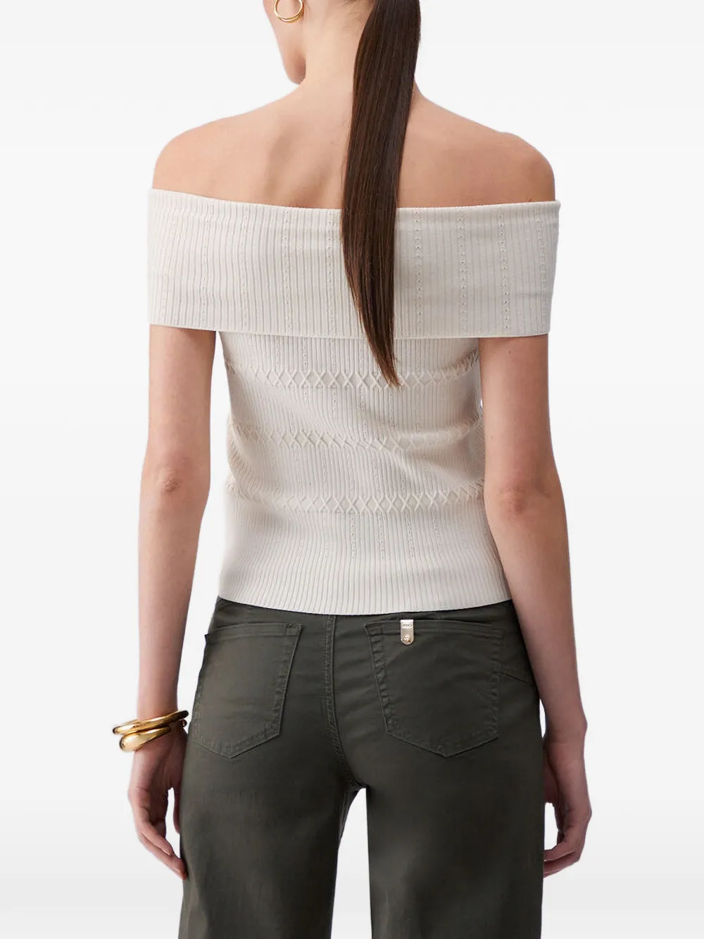 LIU JO Bardot top met stippen Beige