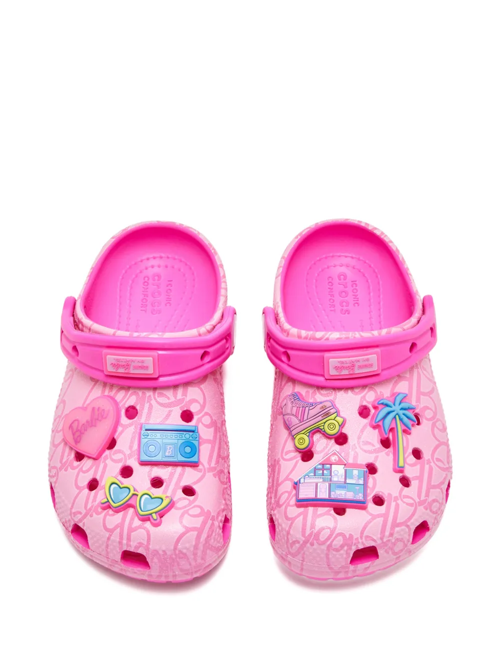  Crocs Kids X Barbie Classic Monogram-print Clogs - Pink 