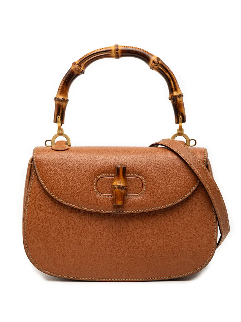 Gucci Pre-Owned 2000-2015 Small Calfskin Bamboo Top Handle Bag satchel - Marrone