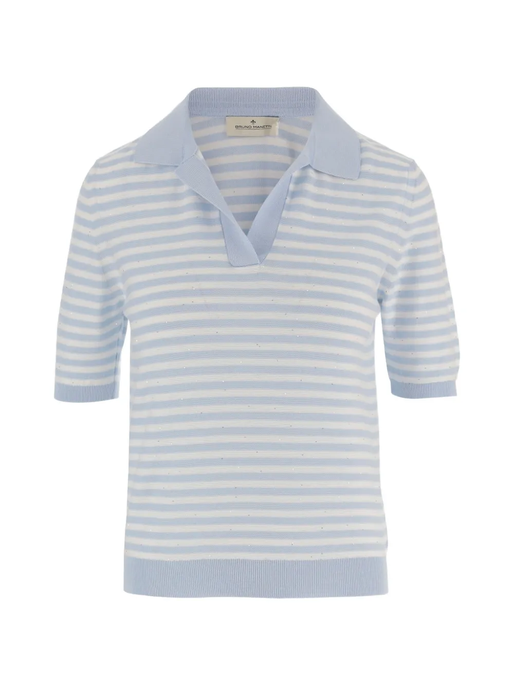 Bruno Manetti striped-pattern collared T-shirt - Blu