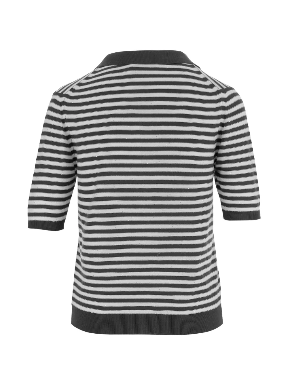  Bruno Manetti Striped-pattern Collared T-shirt - Grey 