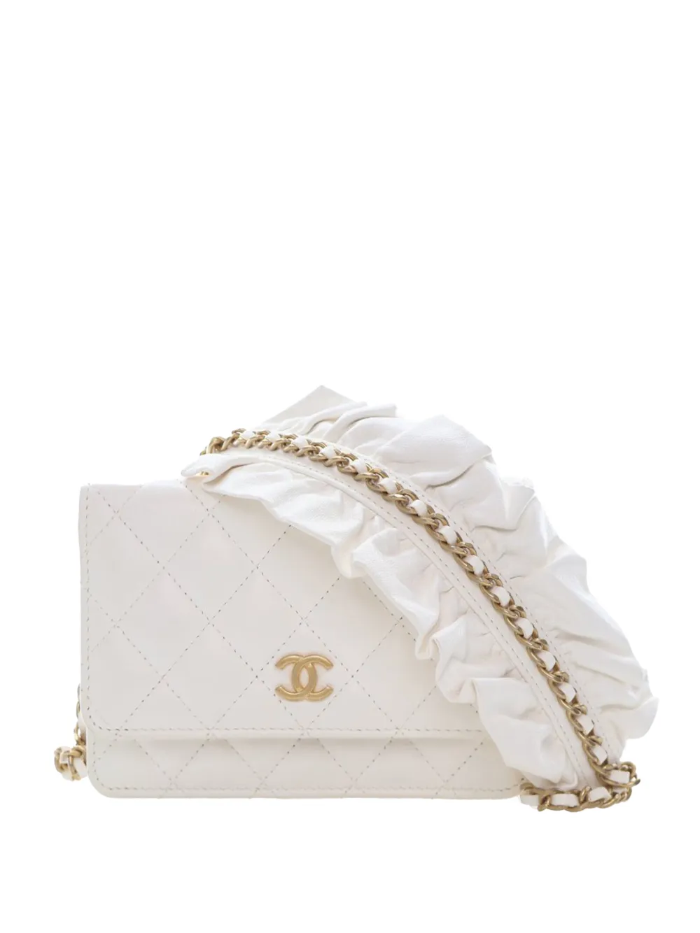 CHANEL Pre-Owned 2020 Lambskin Romance Wallet On Chain crossbody bag - Bianco