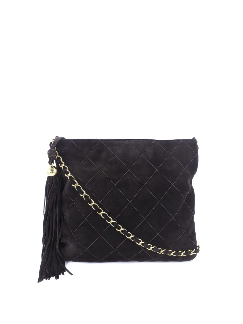 CHANEL Pre-Owned 1997-1999 Quilted Suede Tassel crossbody bag - Marrone