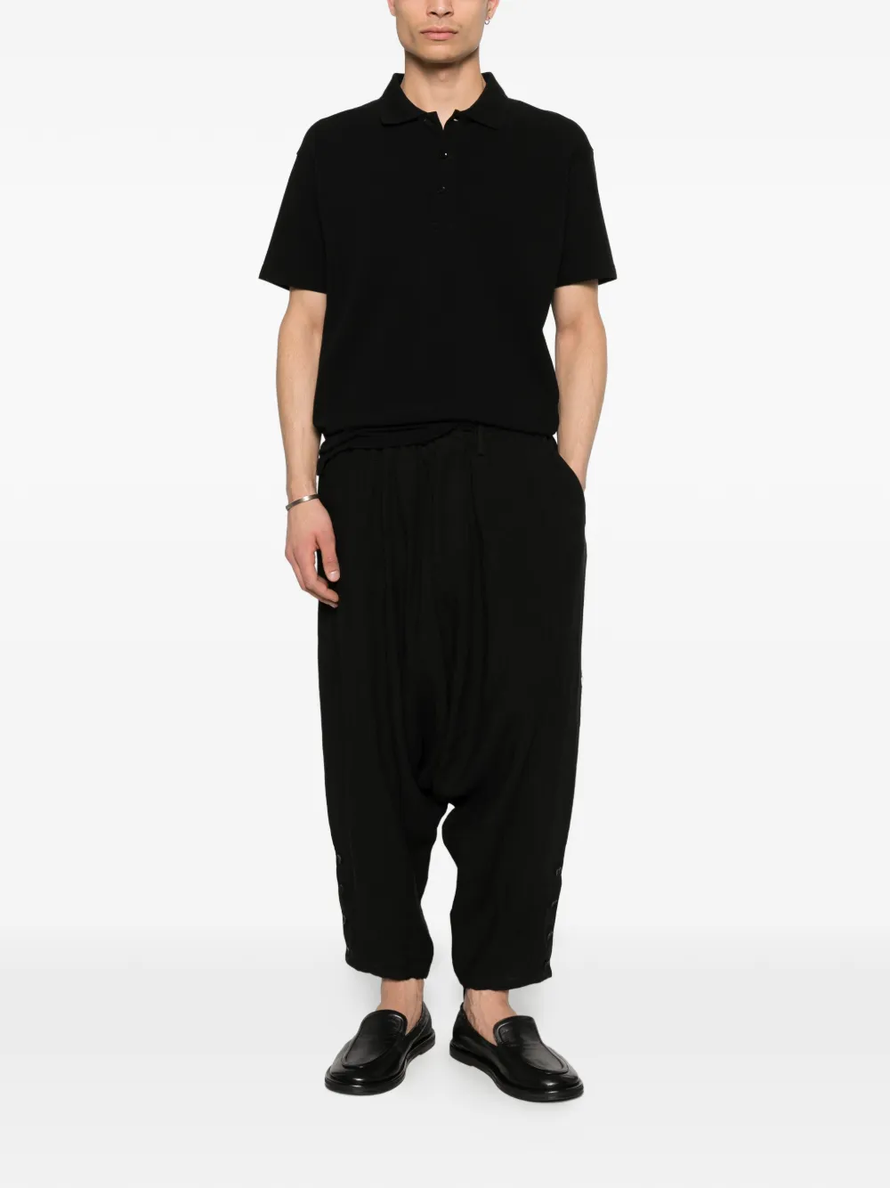 Yohji Yamamoto Poloshirt met puntkraag Zwart