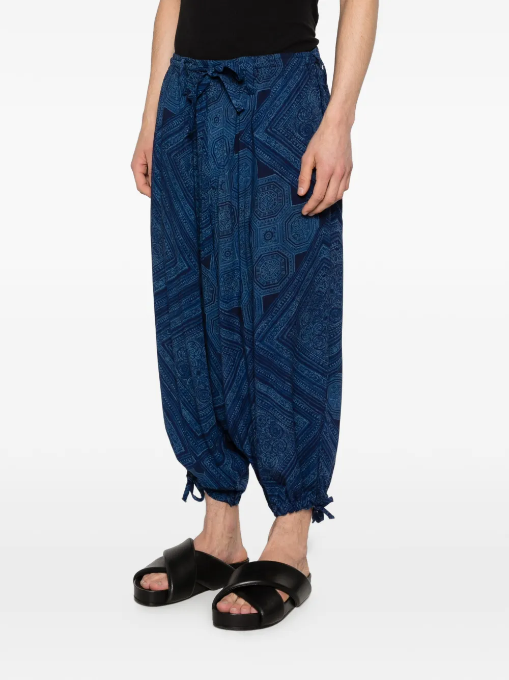 Yohji Yamamoto Broek met striksluiting Blauw